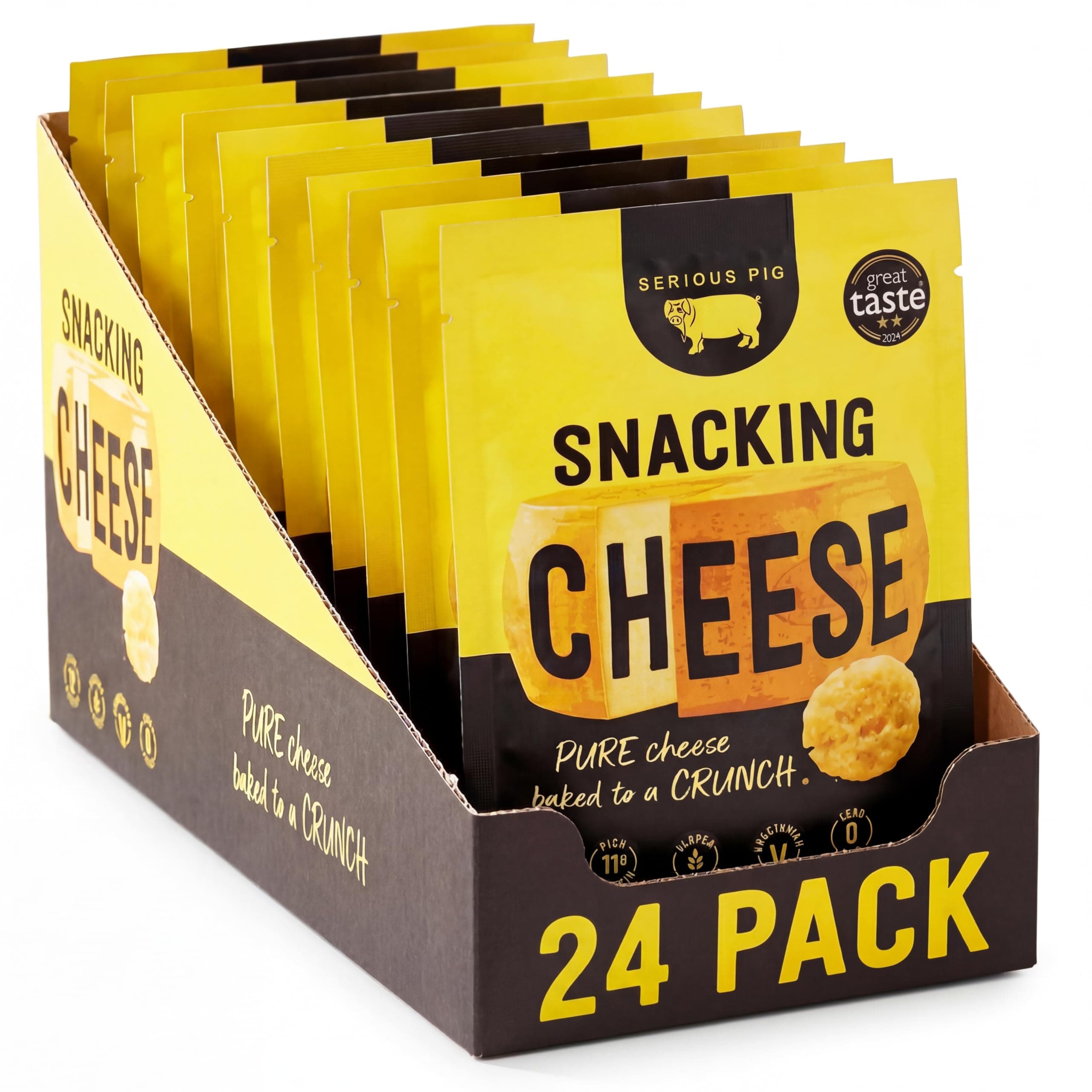 Serious Pig Snacking Cheese - Pure Cheese Crisps High Protein Zero Carb (24 x 24g)