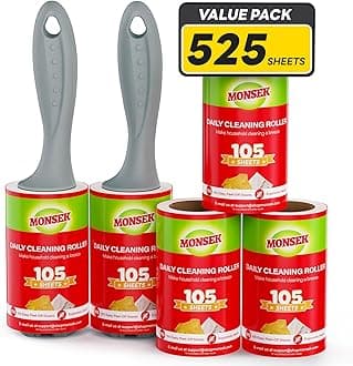 Lint Rollers 525 Sheets Mega Value Set, 4X Extra Sticky Lint Roller for Pet Hair, Pet Hair Remover with 2 Upgraded Handle 5 Rollers, Portable Lint Remover for Clothes, Furniture, Dog & Cat Hair