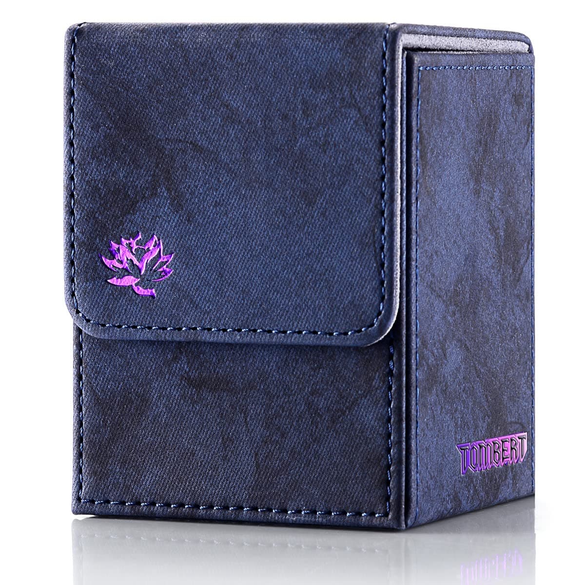 tombert 150+ Premium Deck Box for MTG, PTCG, Large Capacity with 2 Dividers, Fits 100+ Sleeved Cards TCG Trading Card Games (Vertical-Black&Lotus)