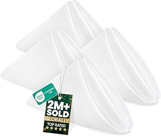 Utopia Home [24 Pack, White] Cloth Napkins 18x18 Inches, 100% Polyester Hemmed Edges, Washable and Reusable Ideal for Parties, Weddings and Dinners