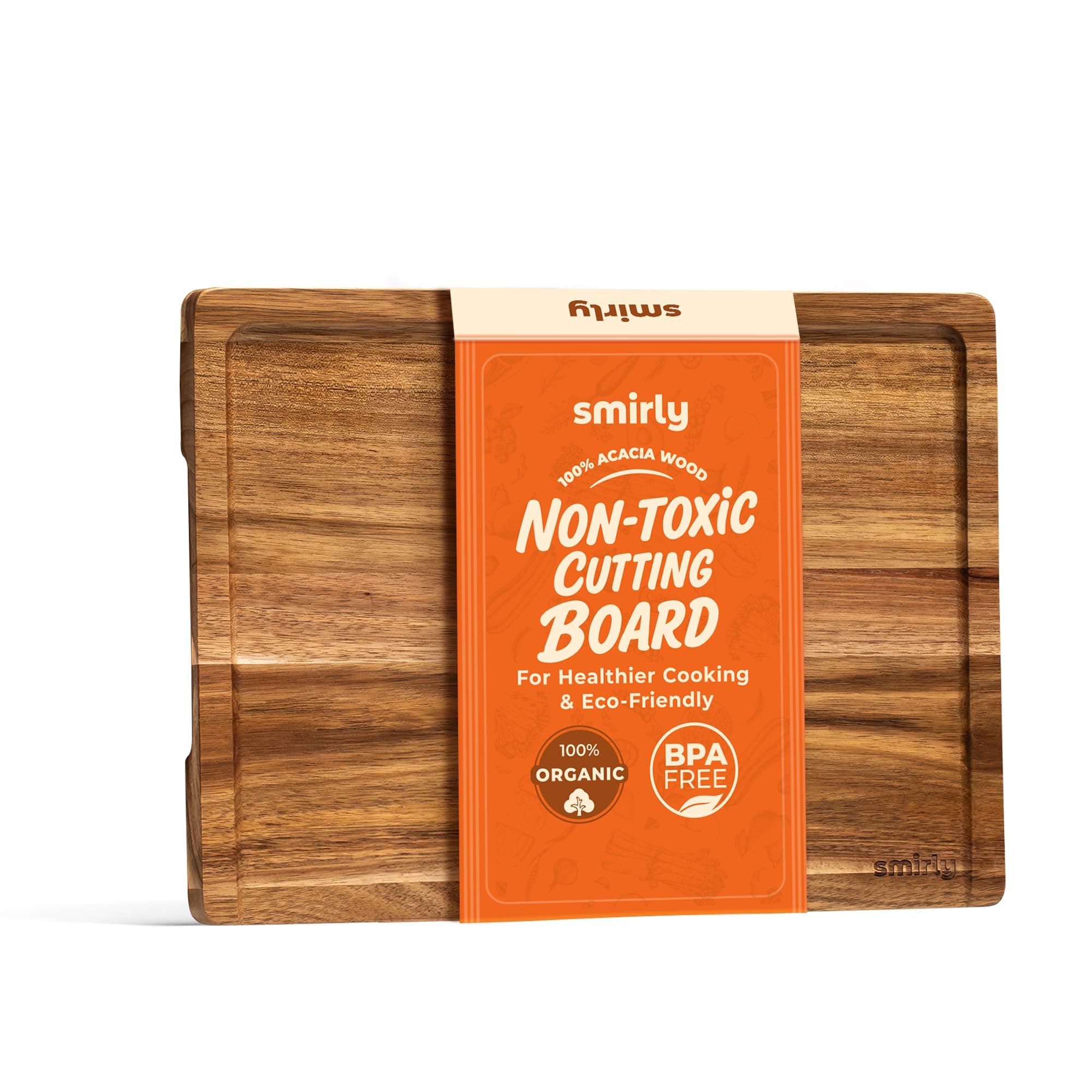 SMIRLY Bamboo Cutting Board Set, Chopping Board and Wooden Cutting Boards for Kitchen, Small Wood Cutting Board and butcher block (Acacia Wood, 1 Pack)