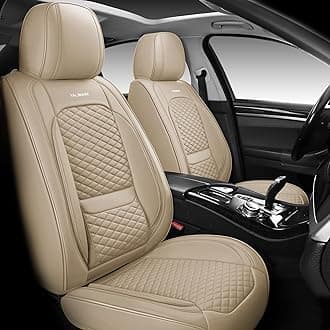 VALIWARR Full Coverage Faux Leather Car Seat Covers Full Set Fit for Cars Trucks Sedans SUVs with Waterproof Leatherette in Auto Interior Accessories (Beige)