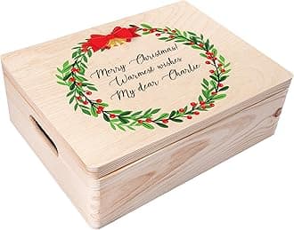 Creative Deco Personalised Gifts | Customised Wooden Storage Box with Hinged Lid | Unique Wish Custom Xmas Gift for Women, Men, Girls or Boys