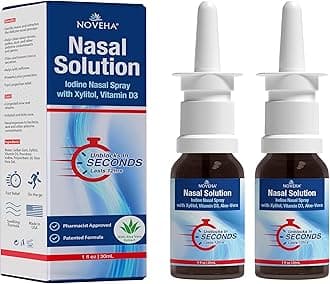 NOVEHA Nasal Spray- 1% Povidone-Iodine Spray, with Xylitol, Vitamin D3, Aloe-Vera - Nasal Cleanser (2 Pack)