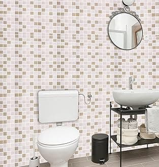 wolpin DIY Self Adhesive Tiles Pattern Wallpaper (45 x 600 CM, Coffee Brown) | Self Adhesive PVC Wall Sticker | Stove Backsplash, Countertop | Decorative Contact Paper Roll for Home Interior Décor