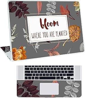 Floral D17 Top+Wrist Pad Vinyl Laptop Skin/Sticker/Cover for 13 to 13.3 Inches Laptops Laminated-Removable-HD Quality Compatible for Hp-Dell-Sony-Lenovo-Asus etc.(13x9.2 Inches)