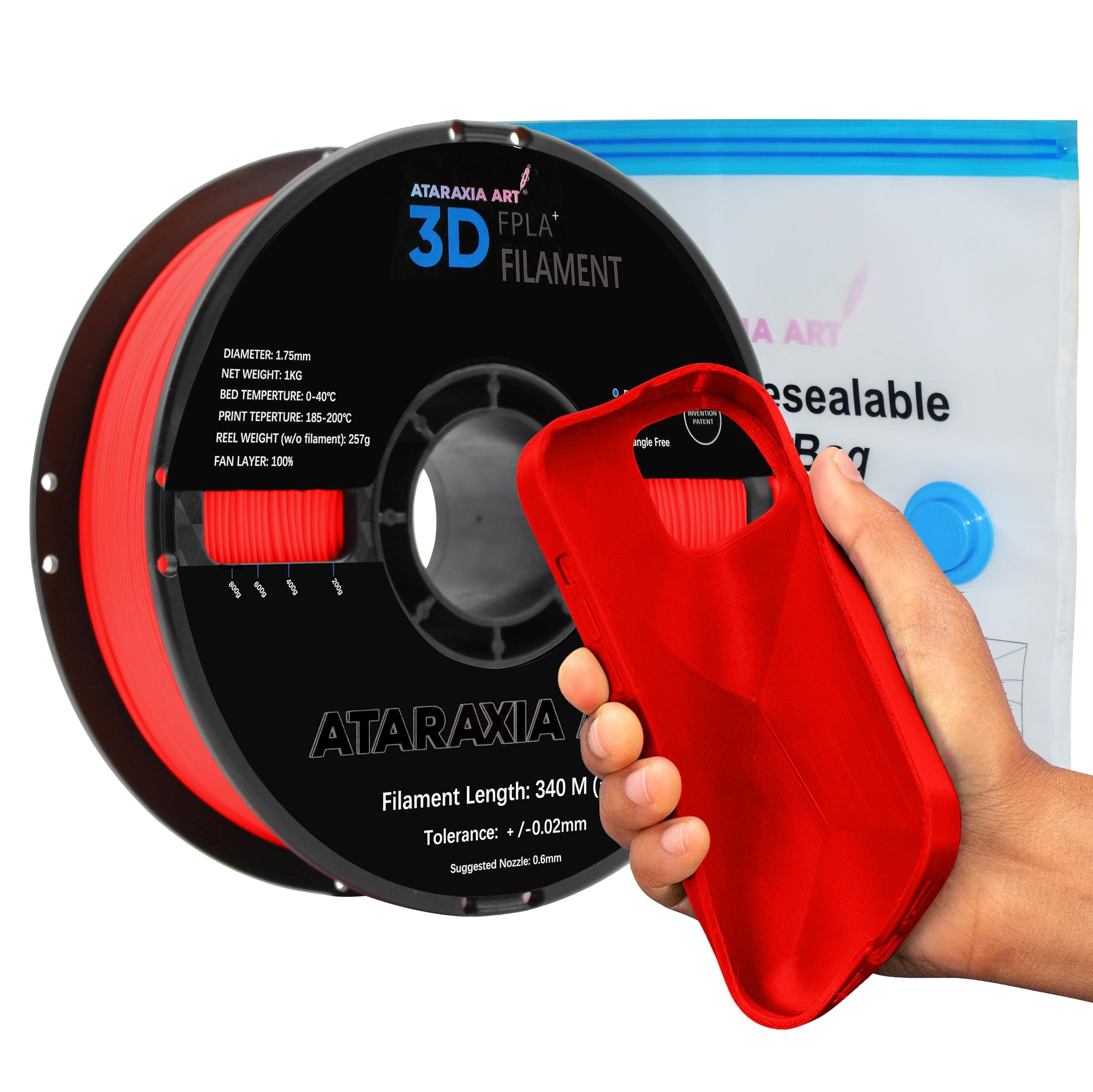 Flexible PLA Plus 3D Printer Filament 1.75 mm ,1kg Spool (2.2 lb), Better Than TPU, 89A Shore Hardness, Patented Formula Compatible with Bowden Extruder, Include Resealable Vacuum Bag V2