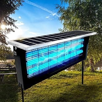 Powerful Large Solar Bug Zapper Outdoor for 4000 sq.ft, Rechargeable Mosquito Zapper with High Powered, Waterproof Solar Bug Zapper for Patio Garden, Backyard, RV, Camping with 18W Solar Panel