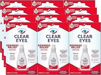 Clear Eyes Eye Drops, Redness Relief, Handy Pocket Pal 0.2 Fl Oz (Pack of 12)