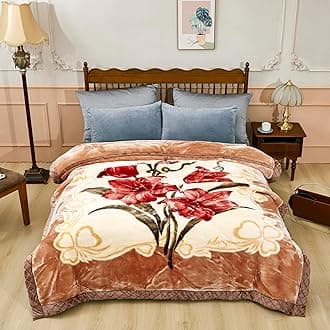9 lbs Heavy Korean Mink Blanket,Silky Soft and Warm - Korean Style Queen Size 77" x 90", 9LB - 2 Ply Reversible Soft Warm Plush Raschel Blanket.