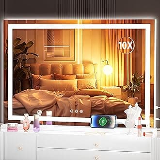 – Vanity Mirror with Lights, 80 x 50cm LED Makeup Mirror, Lighted Make up Mirrors with with Touch Screen Control, 3 Dimmable Modes Square White
