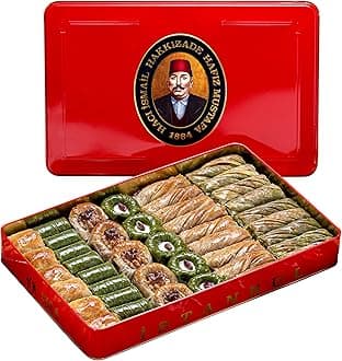 Hafiz Mustafa 1864 Istanbul Baklava Pastry Box - Baked Baklava Dessert Snacks Made from Fresh Phyllo Dough Sheets, Pistachio, Hazelnut, Walnut - Turkish Sweets Tray Gift Ideas for Birthday, Christmas