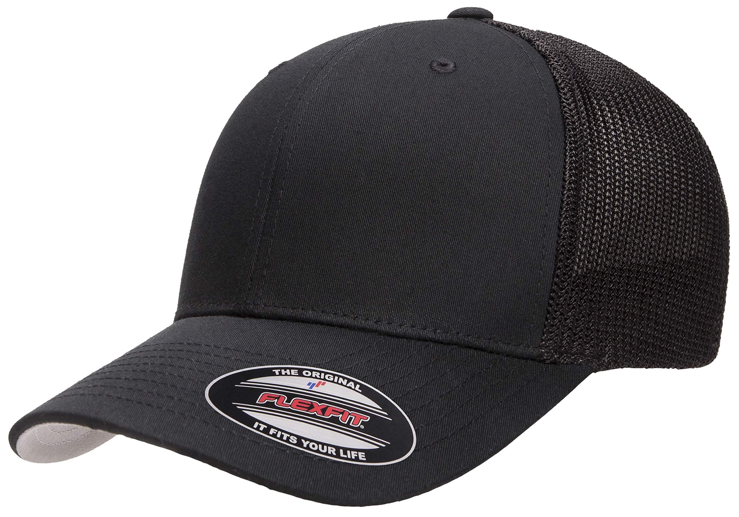 Men's Mesh Fitted Trucker Hat, Black, One Size