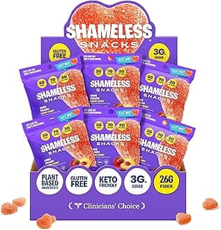 Shameless Snacks - Healthy Low Calorie Snacks, Low Carb Keto Gummies (Gluten Free) - 6 Pack OMG Peach