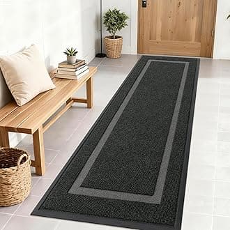 OLANLY Front Door Mat Indoor Outdoor Entrance, Waterproof All-Season, All-Weather Doormat, Sturdy Natural Rubber, Fade Resistant, Low Profile, Easy Clean Patio Porch Entryway Mat, 71x24, Black