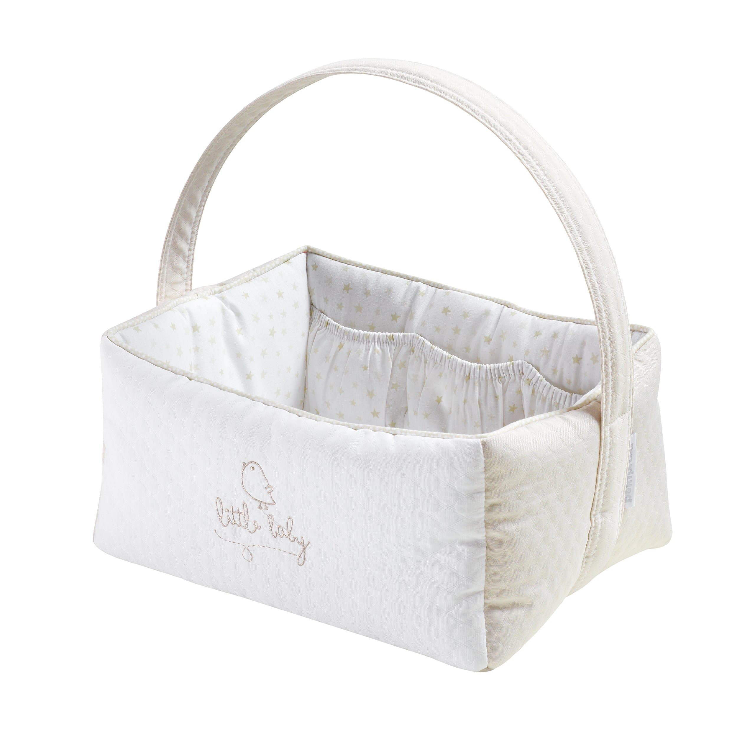 PETIT PRAIA Piu Piu Rectangular Basket (25 x 31 x 14 cm, White/Beige)