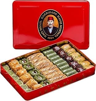 Baklava Pastry Box - Baked Baklava Dessert Snacks Made from Fresh Phyllo Dough Sheets, Pistachio, Hazelnut, Walnut - Turkish Sweets Tray Gift Ideas for Birthday, Christmas