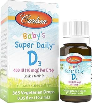 Baby's Super Daily D3, Baby Vitamin D Drops, 400 IU (10 mcg) per Drop, 1-Year Supply, Vegetarian, Liquid Vitamin D Drops for Infants and Toddlers, Unflavored, 365 Drops