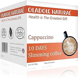 Oladole NaturalSlimming Coffee Cappuccino (15g x 10 packets) for Weight Management with Super Ingredients Acai Berry, Raspberry Ketone, Garcinia Cambogia, African Mango, Green Coffee & Tea Extract
