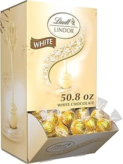 Lindt LINDOR White Chocolate Candy Truffles, White Chocolate Candy with Smooth, Melting Truffle Center, 50.8 oz., 120 Count