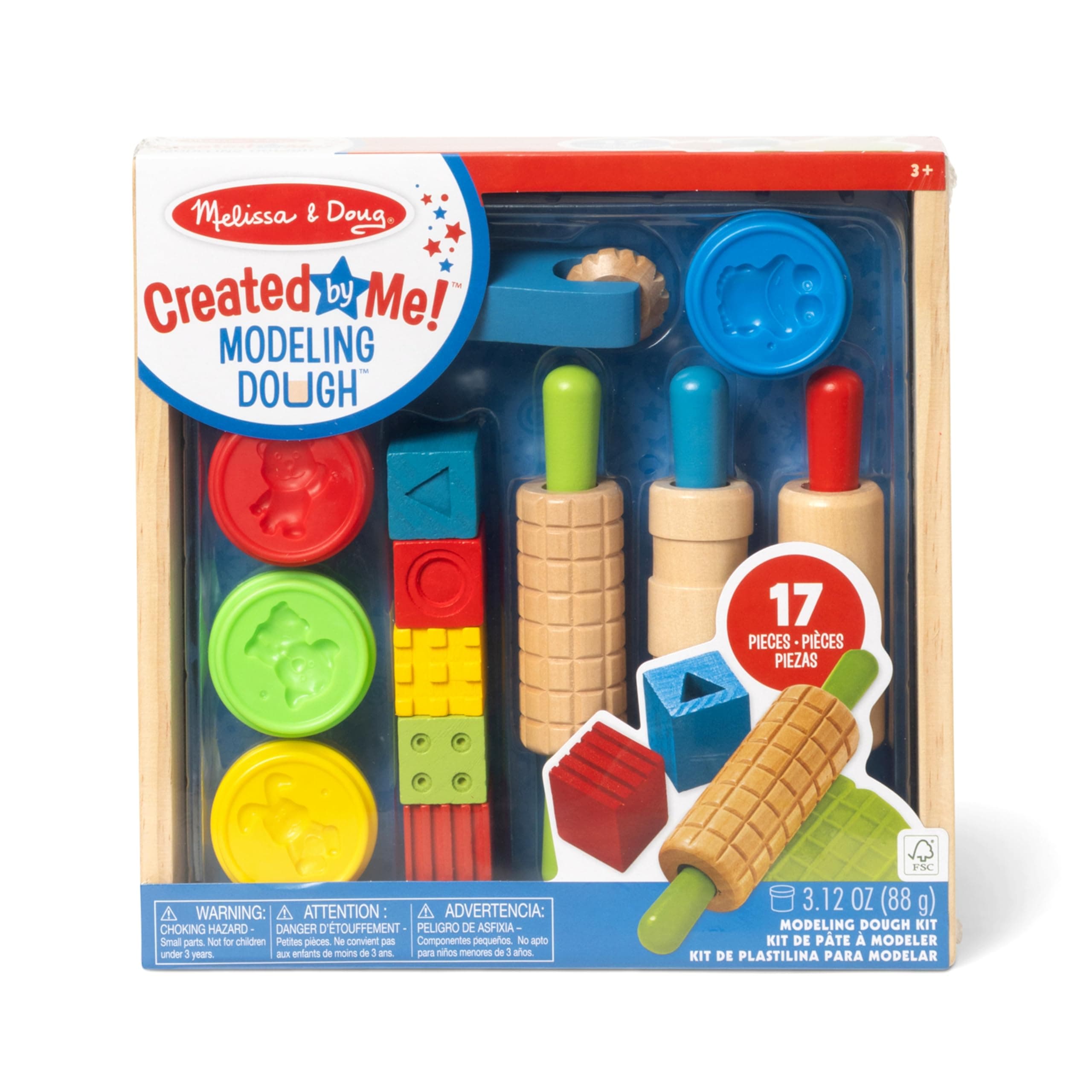 Melissa & Doug Shape, Model, and Mold Clay Activity Set - 4 Tubs of Modeling Dough and Tools