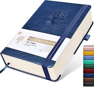 Lined Journal Notebook -365 Pages A5 Thick Journals for Writing Ruled Notebook, Hardcover Leather Journal for Women Men, Daily Notebook for Work, Note Taking, 100Gsm Paper( 5.75'' X 8.38'' Darkblue)