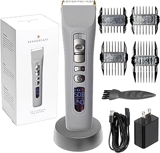 Brio Beardscape V1 Beard Trimmer for Men Professional with Low Friction Ceramic Blade, Cordless Professional Hair Trimmer for Barbers with 4 Hrs of Long Battery Timing, Ideal for Beard & Body (Gray)