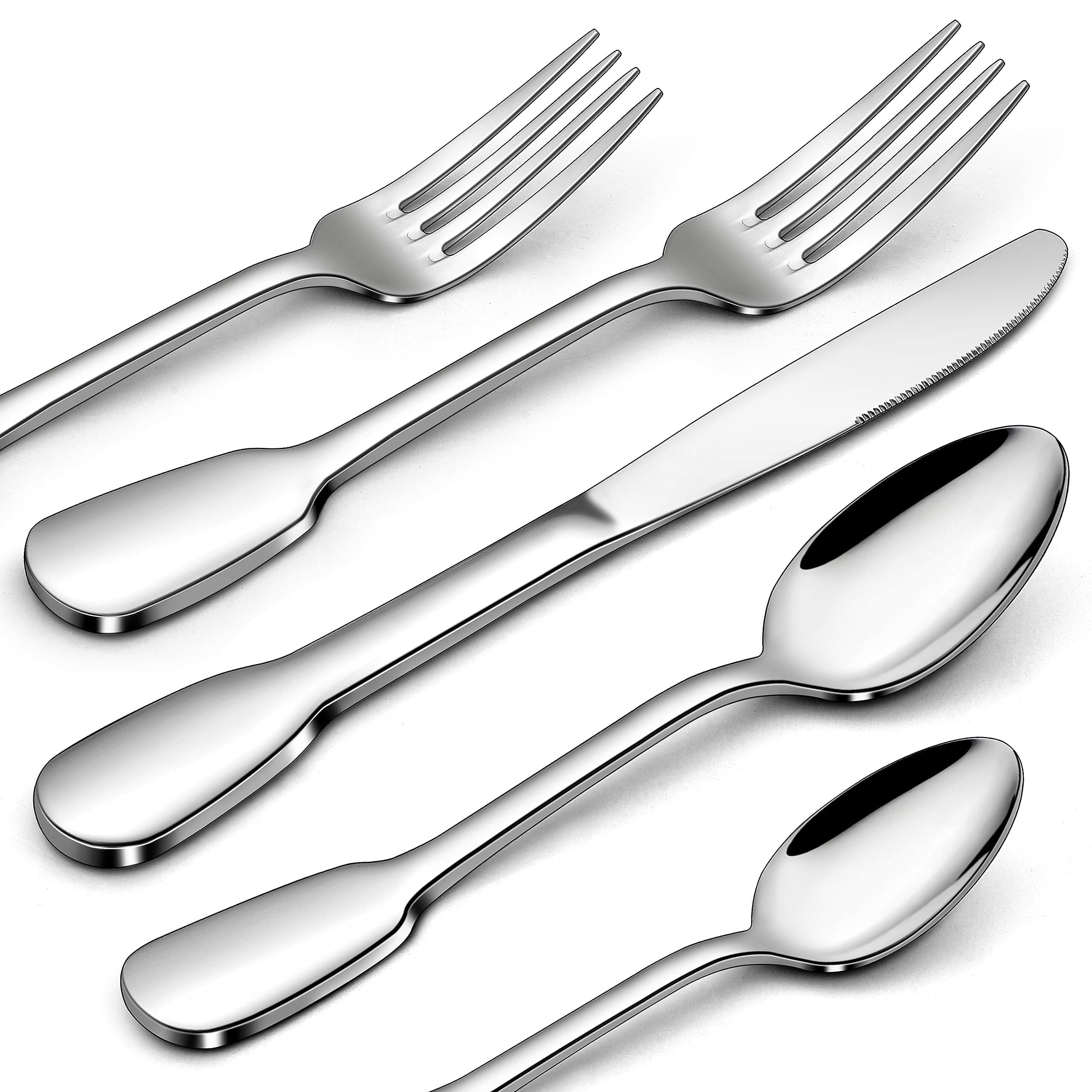 HaWare 18/10 Stainless Steel Flatware, 20-Piece Silverware Set for 4, Premium Cutlery Set for Home Restaurant, Include Knife Fork Spoon, Ergonomic Design Eating Utensils Tableware, Dishwasher Safe