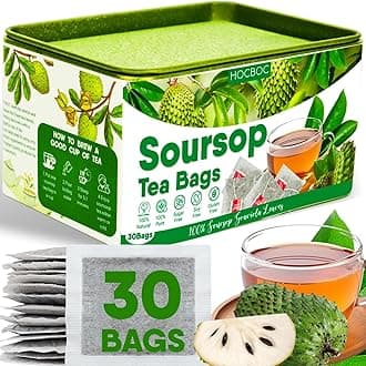 30 Pure Soursop Leaves Tea Bags, Natural Soursop Graviola Leaves Teabag, Handmade Made of Premium Guanabana Leaves, Pleasant Taste Natural Flavor, No Sugar/Caffeine/Gluten (1.5g/bag)