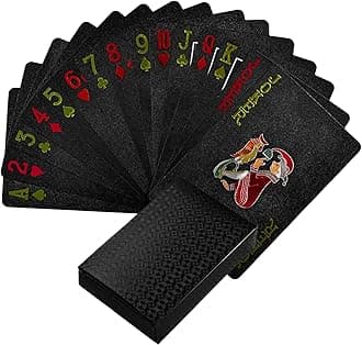 Joyoldelf Cool Plastic Playing Cards, Red and Yellow Deck of Cards, Waterproof Pack of Poker Cards with Gift Box, Use for Party and Game