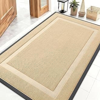 OLANLY Front Door Mat Indoor Outdoor Entrance, Waterproof All-Season, All-Weather Doormat, Sturdy Natural Rubber, Fade Resistant, Low Profile, Easy Clean Patio Porch Entryway Mat, 47x30, Beige