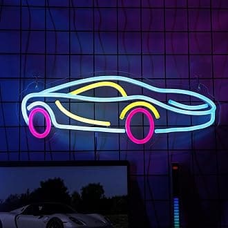 Cool Car Neon Signs, Anywin LED Dimmable Neon Lamps for Wall Night Light USB Powered Neon Lights, Decor Room Home Bedroom Party Holiday Birthday Xmas Gift to Friends Boys Girld Kids