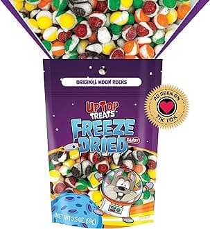 Original Moon Rocks - UpTop Treats Freeze Dried Candy, Crunchy Candy for ASMR, Original Flavors, Orange, Lemon, Grape, Strawberry, & Lime, Snacks for Kids & Adults, Made in the USA, Small Bag for On The Go, 3.5 oz