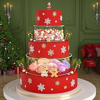 NPPLUS 2PCS Acrylic Fillable Cake Stand Cake Riser Cake Tier, Round Cylinder Display Riser Display Box, Decorative Centerpiece for Wedding Birthday Party (12" Dx4 H inch, 8" Dx4 H inch)