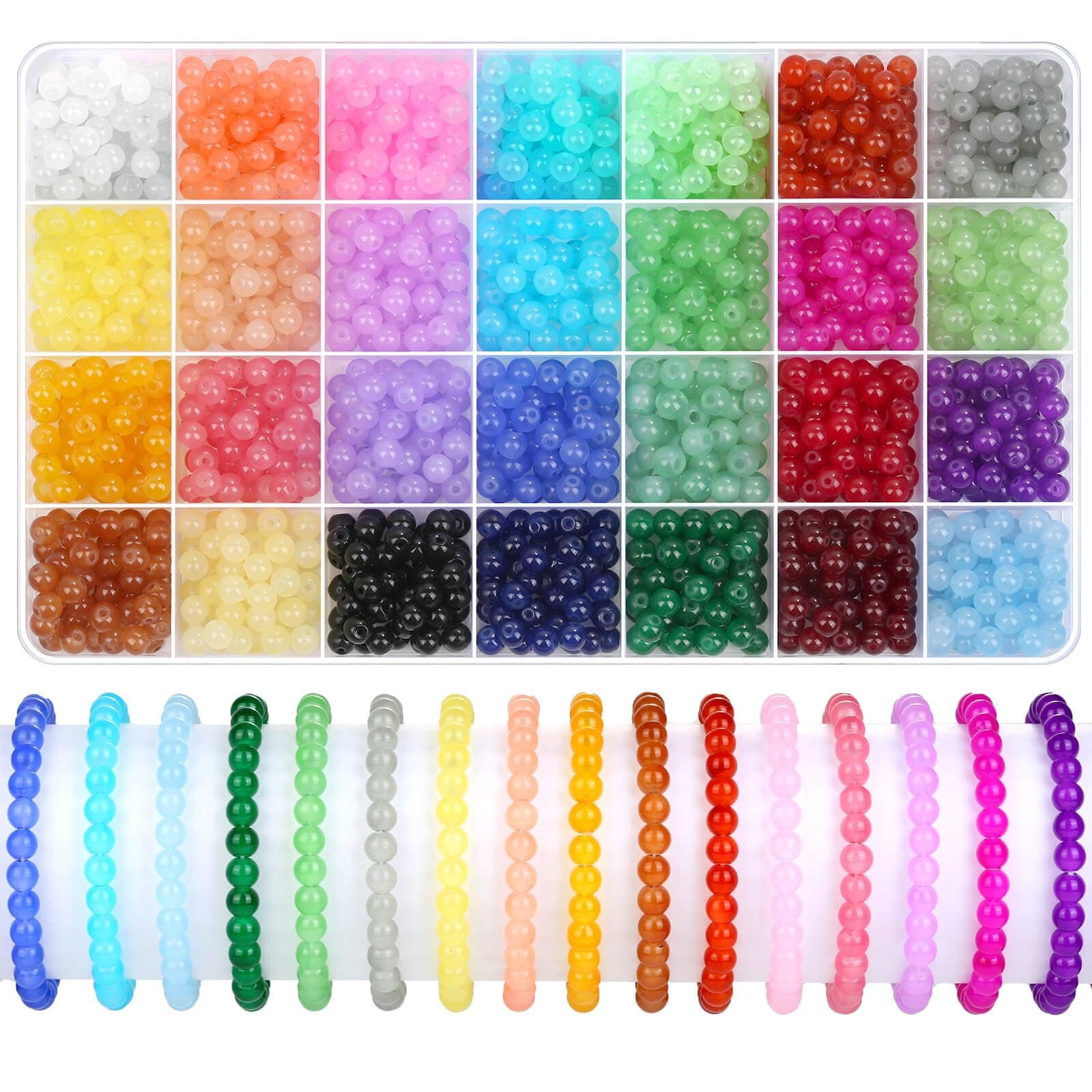 1400 Piecess 6mm Round Glass Beads for Bracelets