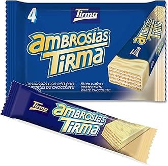 White Chocolate Wafer 86g | 4 Individually Wrapped Cream Filled Wafer Bars | Smooth & Crispy Texture | Snack for On-the-Go & Desserts | Made in Spain