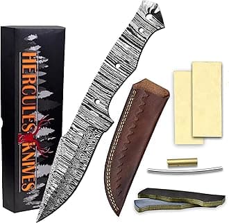Custom Hand Forged Damascus Steel Blank Blade Knife Making Kit Leather sheath, Pins, Scales, Damascus Blade Billet Knife Making Supply (BK-G)