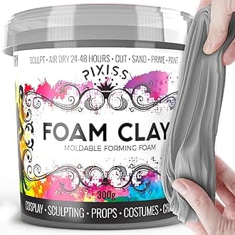 Foam Clay Air Dry Modeling Clay - Moldable Cosplay Soft Clay for Slime Add Ins, Molding Clay for Sculpting with Eva Foam - 300 Gram Gray Air Dry Clay