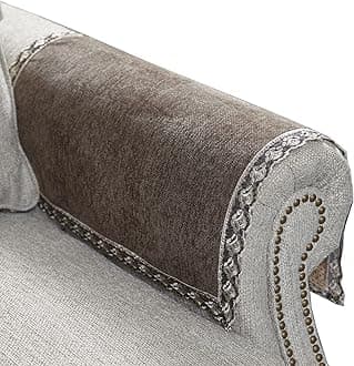 MINJIATEX Couch arm Covers,Non-Slip lace Sofa arm Covers Set of 2 Washable Sofa armrests Covers for Living Room Recliner Chair arm Cover Protectors for Leather Sofa armrest slipcover (HZW-Brown)