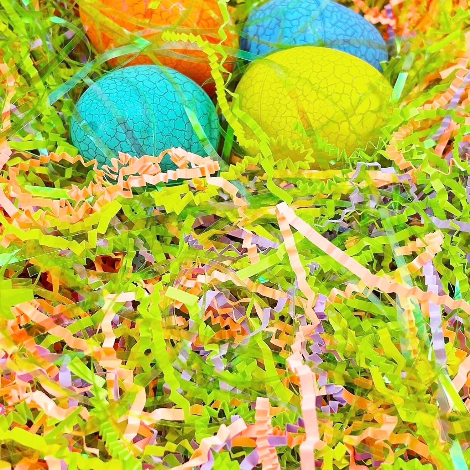 Domkier 200g Easter Grass Easter Basket Grass Crinkle Cut Paper Easter Grass Basket Filler Recyclable Shred Filler Mix Raffia Grass for Gift Box Basket Filler Party Birthday Gift Wrapping (7oz)