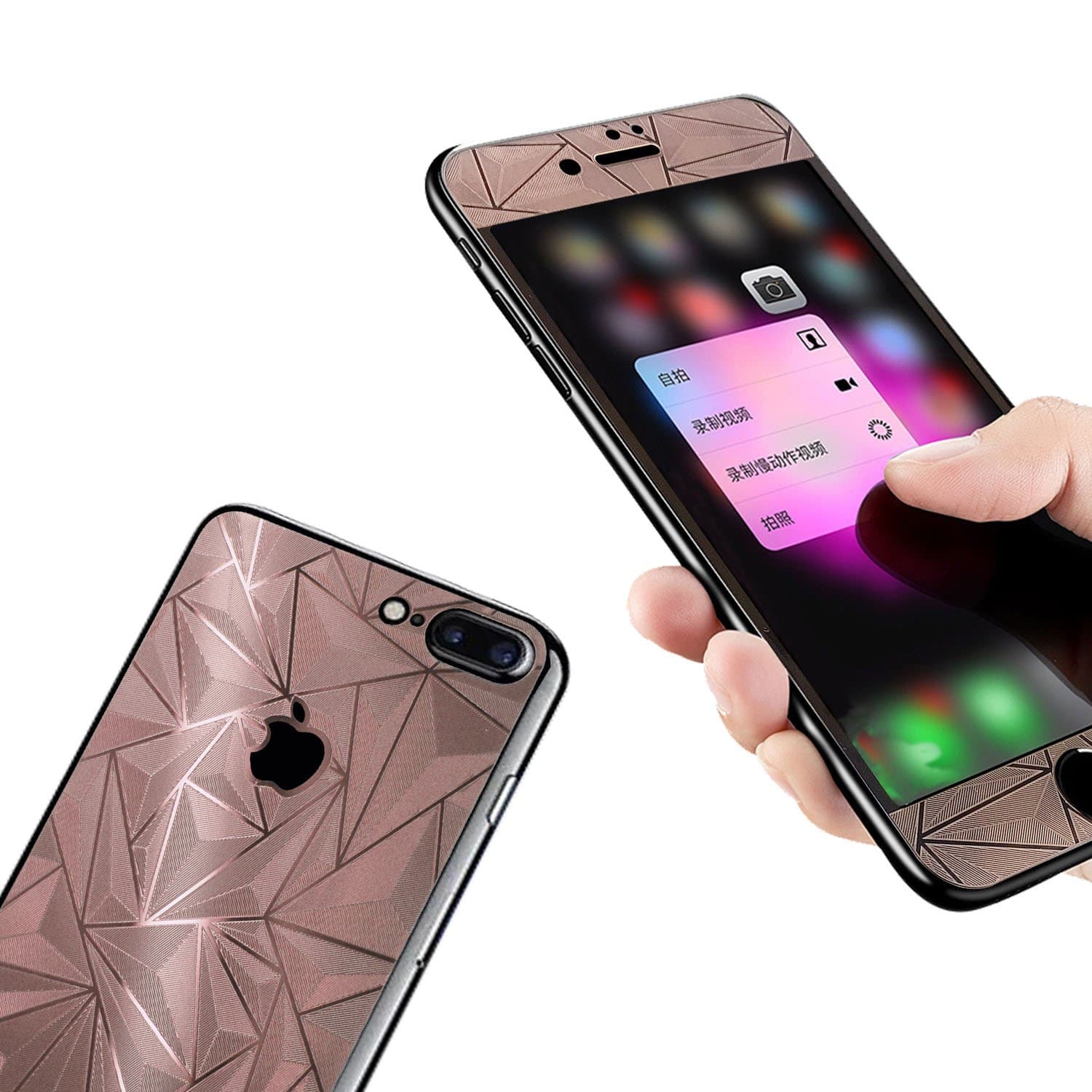 Diamond Screen Protector for iPhone 7 Plus 3D Diamond Screen Protector,Front & Back Colored Tempered Glass Screen Protector for iPhone 7 Plus Gold