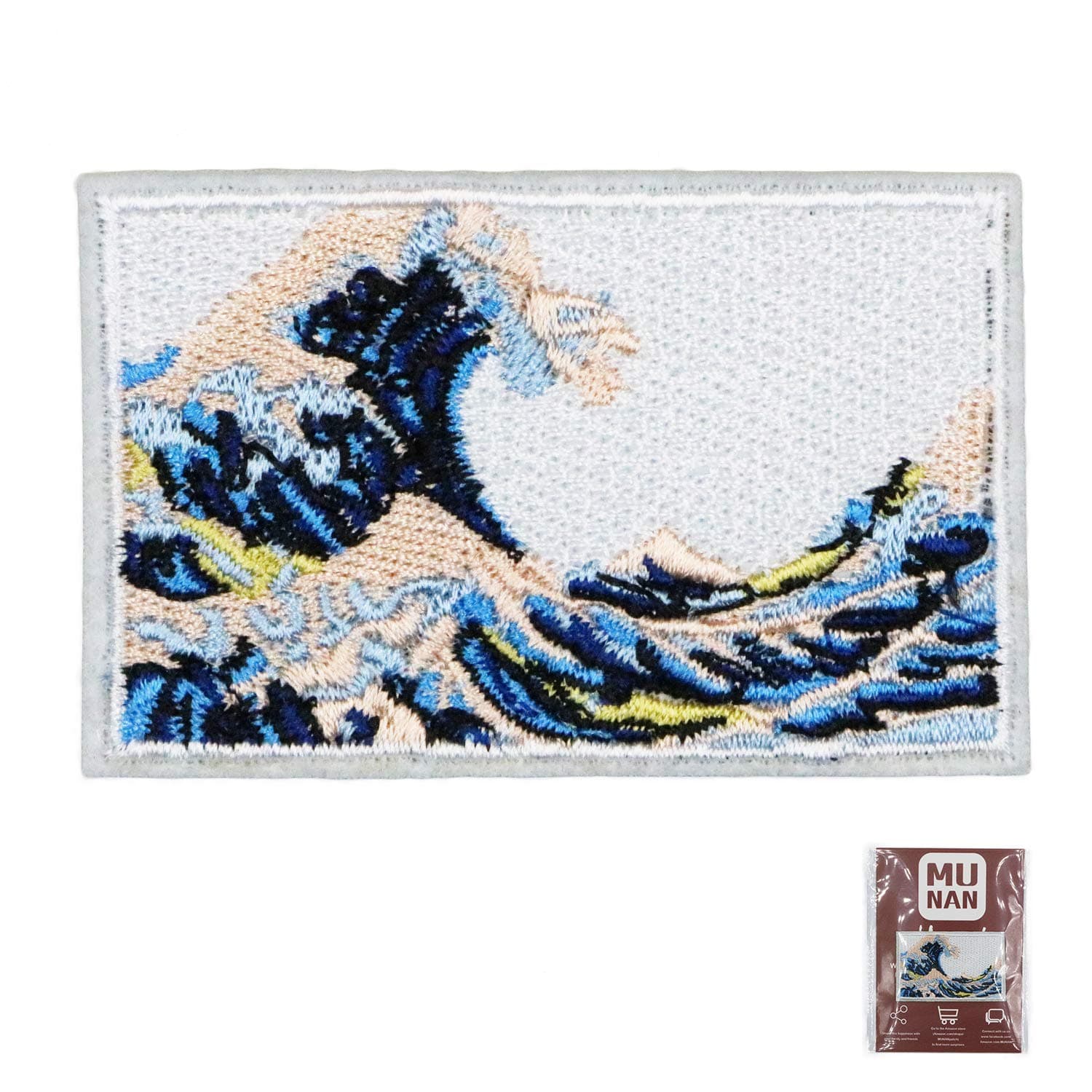The Great Wave Off Kanagawa Bright Patch Suitable for Denim Embroidered Applique Badge Iron On Sew On Emblem
