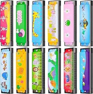 12 Styles Harmonica for Kids, Lightweight Harmonicas with Double Row of 16 Holes, Harmonica for Toddler, Kids, Adult Beginners' Musical Instrument Toy Gift (Over 3 Years Old)