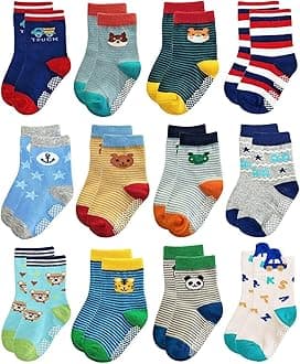 Trendy DukaanBaby Boy's Cotton Anti Slip Grip Socks (Pack of 6)