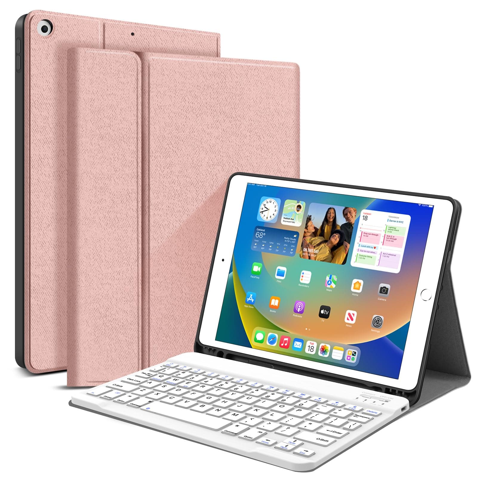 JUQITECH iPad 9th 8th 7th Generation Case with Keyboard 10.2 Inch 2021/2020/2019 - Wireless Bluetooth Magnetic Keyboard Case Soft Tablet Protective Cover for iPad 10.2" with Apple Pencil Holder