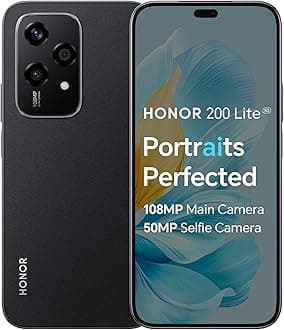 HONOR 200 Lite, 5G Dual SIM, 12GB RAM + 256GB ROM, 6,7” Anti-Drop AMOLED Display, 108MP Triple Rear Camera, Midnight Black - International Version