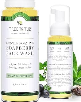 Tree To Tub Sensitive Skin Face Wash for Oily or Combination Skin - Gentle Tea Tree Face Cleanser for Women & Men, Oil Free Daily Foaming Facial Cleanser w/Organic Aloe Vera, All Natural Peppermint