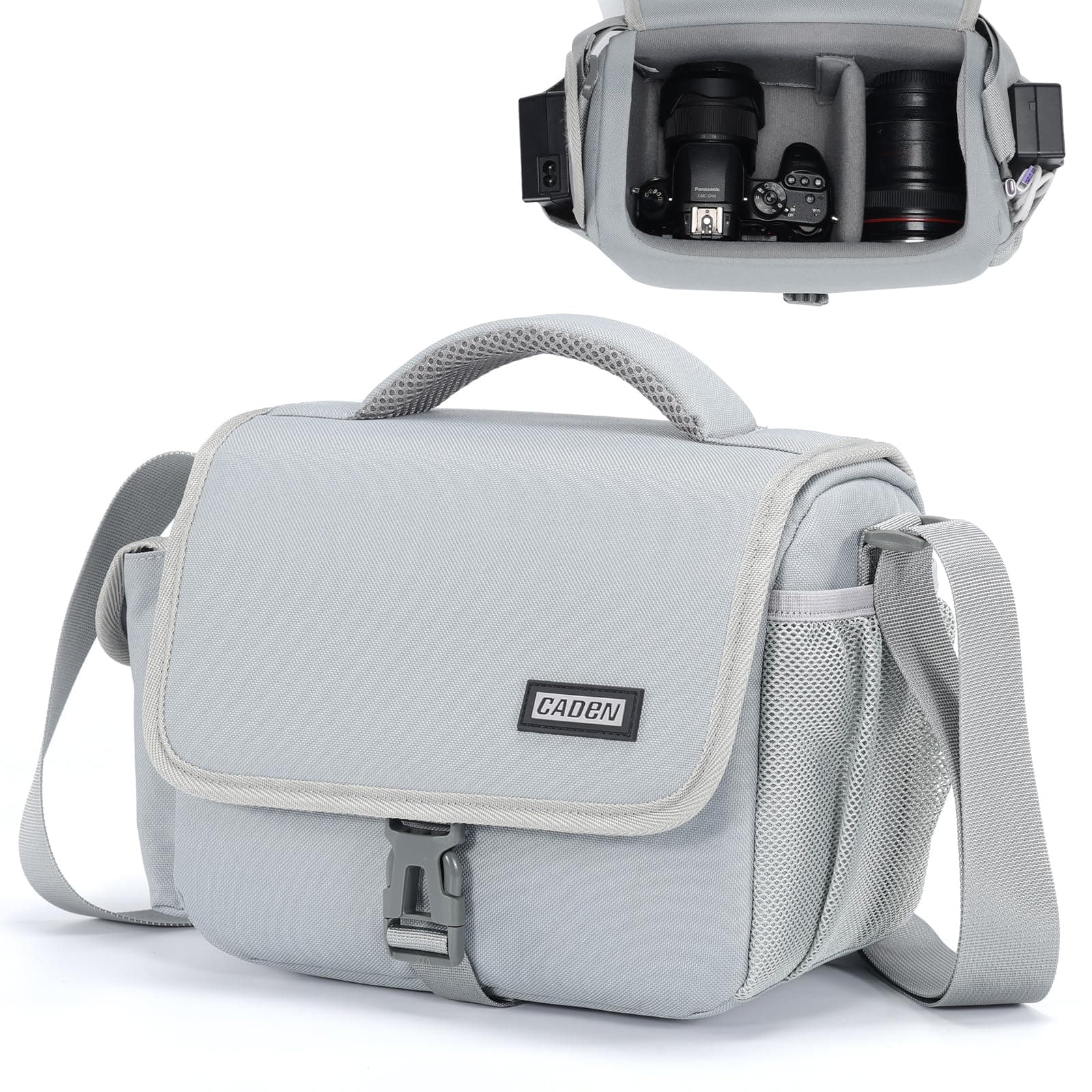 CADeN Camera Bag Case Shoulder Crossbody Bag Compatible for Nikon, Canon, Sony, DSLR SLR Mirrorless Cameras and Lenses (1.0 Grey, Small)