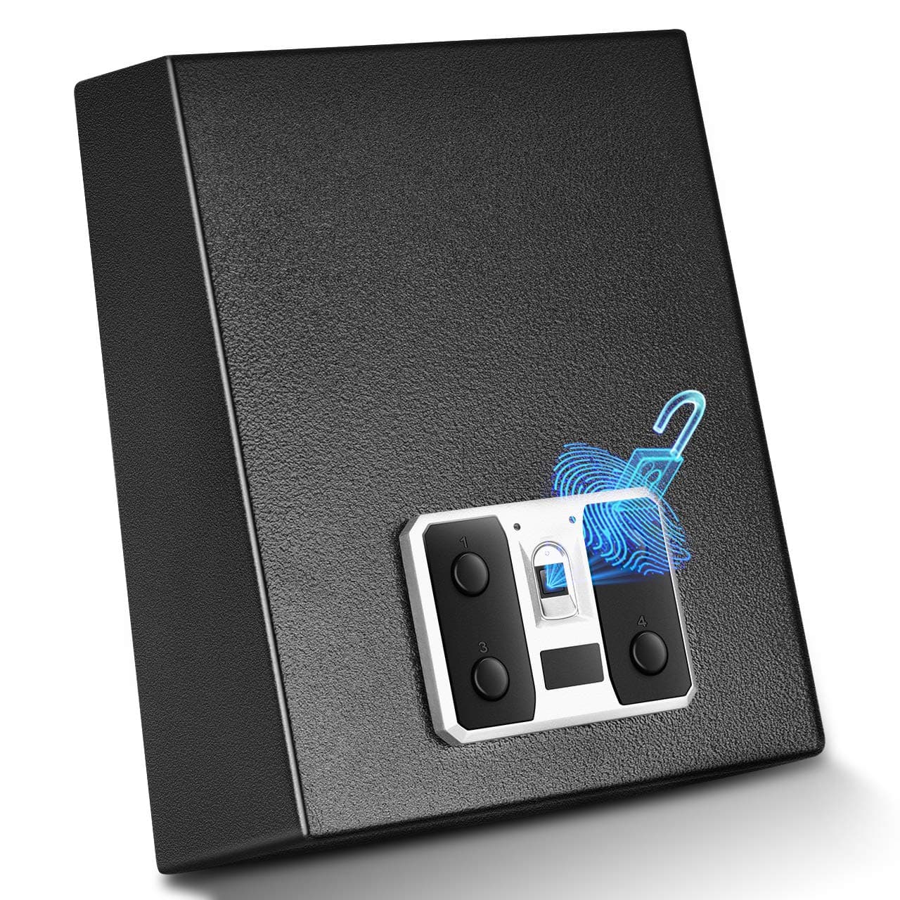 SD01-E Biometric, Quick Handgun Fingerprint Scanner, Easy Access Key Lock, Gun Case with Auto-Open Lid and Wall Mount Bracket, Portable Pistol Safe, Yellow