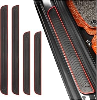 4PCS Car Door Sill Protector,Anti-Scratch & Waterproof Car Door Sills Scratch Protection,Universal Car Exterior Accessories Automotive Door Entry Guard for Car,Truck,SUV (Black Red, Width 1.57")